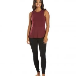 Everyday Yoga Blossom Solid Peplum Layering Muscle Tank Zinfandel CLOTHING
