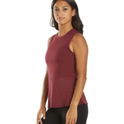 Everyday Yoga Blossom Solid Peplum Layering Muscle Tank Zinfandel CLOTHING
