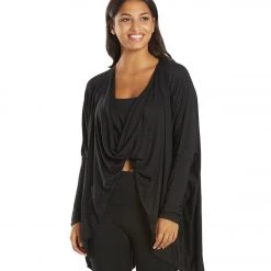 Everyday Yoga Bodhi Solid 2 In 1 Cardigan Black