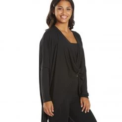 Everyday Yoga Bodhi Solid 2 In 1 Cardigan Black