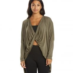 CLOTHING Everyday Yoga Bodhi Solid 2 In 1 Cardigan Dark Olive
