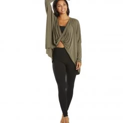 CLOTHING Everyday Yoga Bodhi Solid 2 In 1 Cardigan Dark Olive 16 CLOTHING Everyday Yoga Bodhi Solid 2 In 1 Cardigan Dark Olive