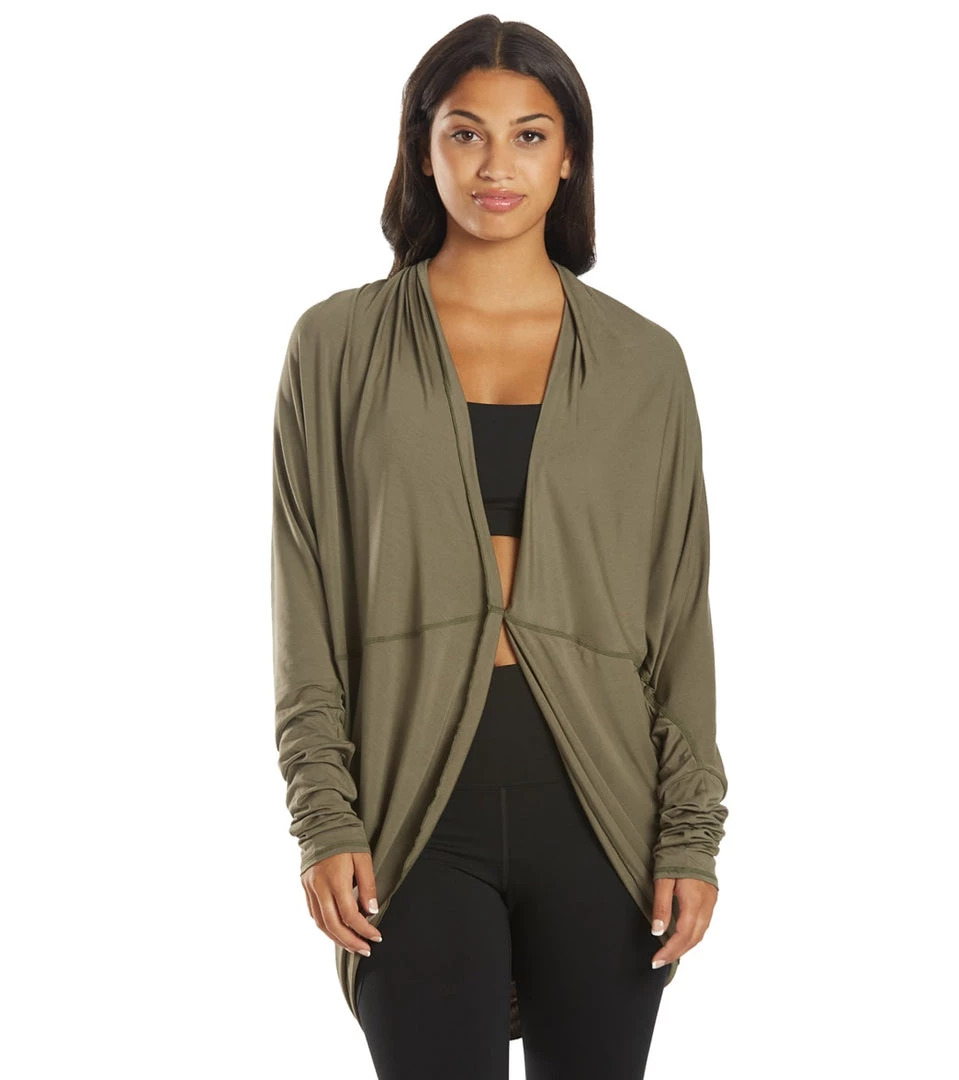 CLOTHING Everyday Yoga Bodhi Solid 2 In 1 Cardigan Dark Olive 8 CLOTHING Everyday Yoga Bodhi Solid 2 In 1 Cardigan Dark Olive