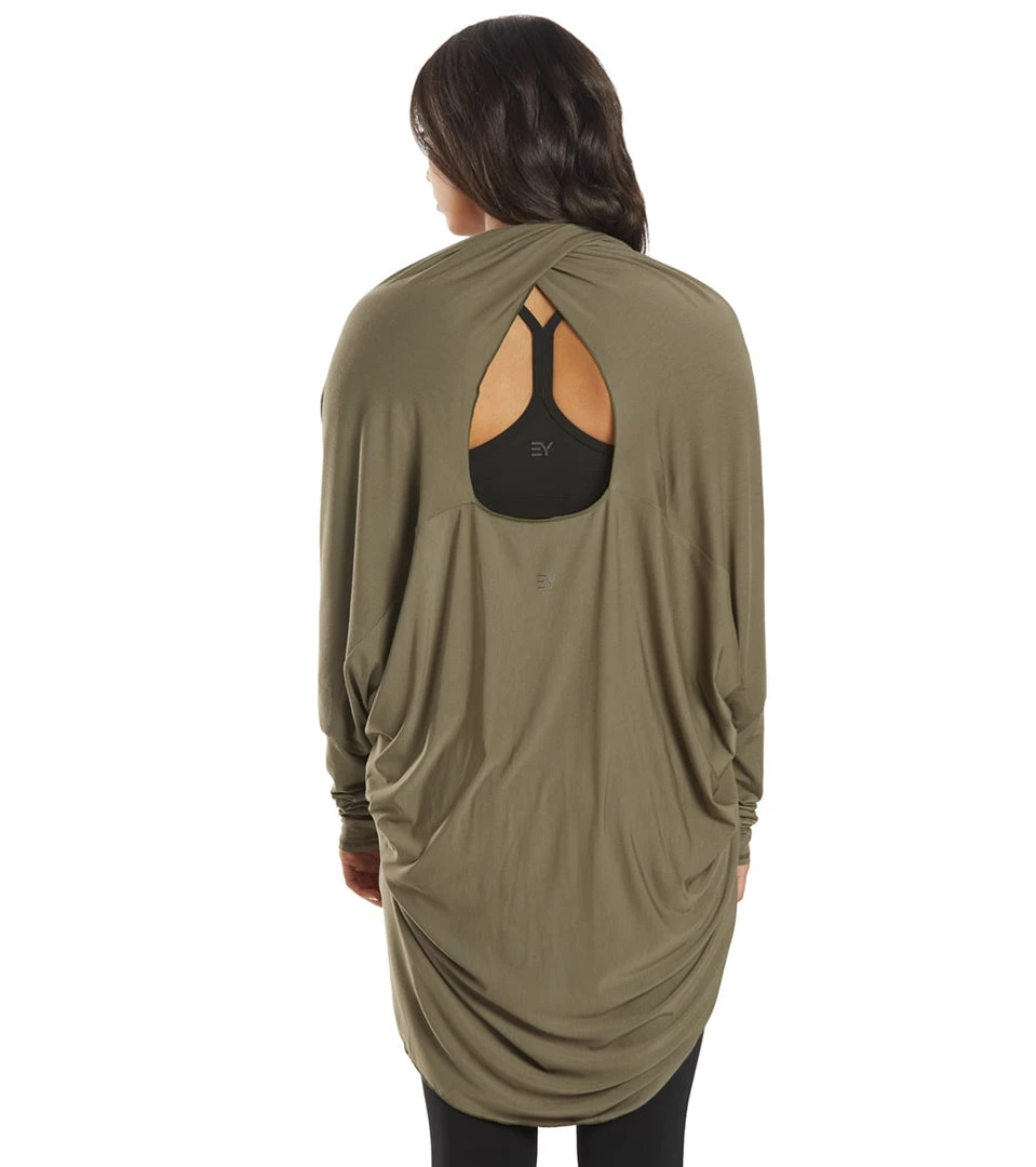 CLOTHING Everyday Yoga Bodhi Solid 2 In 1 Cardigan Dark Olive 10 CLOTHING Everyday Yoga Bodhi Solid 2 In 1 Cardigan Dark Olive