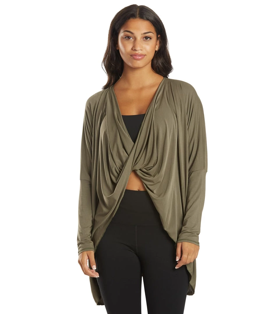 CLOTHING Everyday Yoga Bodhi Solid 2 In 1 Cardigan Dark Olive 13 CLOTHING Everyday Yoga Bodhi Solid 2 In 1 Cardigan Dark Olive