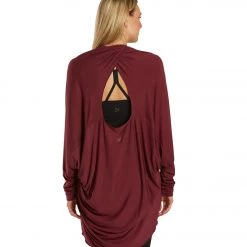 CLOTHING Everyday Yoga Bodhi Solid 2 In 1 Cardigan Zinfandel