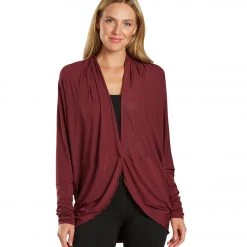 CLOTHING Everyday Yoga Bodhi Solid 2 In 1 Cardigan Zinfandel