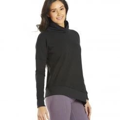 Everyday Yoga Shine Solid Roll Neck Asymmetric Sweatshirt Black 10 Everyday Yoga Shine Solid Roll Neck Asymmetric Sweatshirt Black