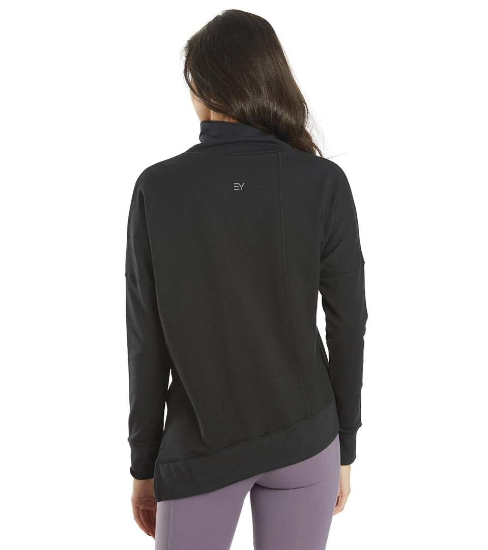 Everyday Yoga Shine Solid Roll Neck Asymmetric Sweatshirt Black 5 Everyday Yoga Shine Solid Roll Neck Asymmetric Sweatshirt Black