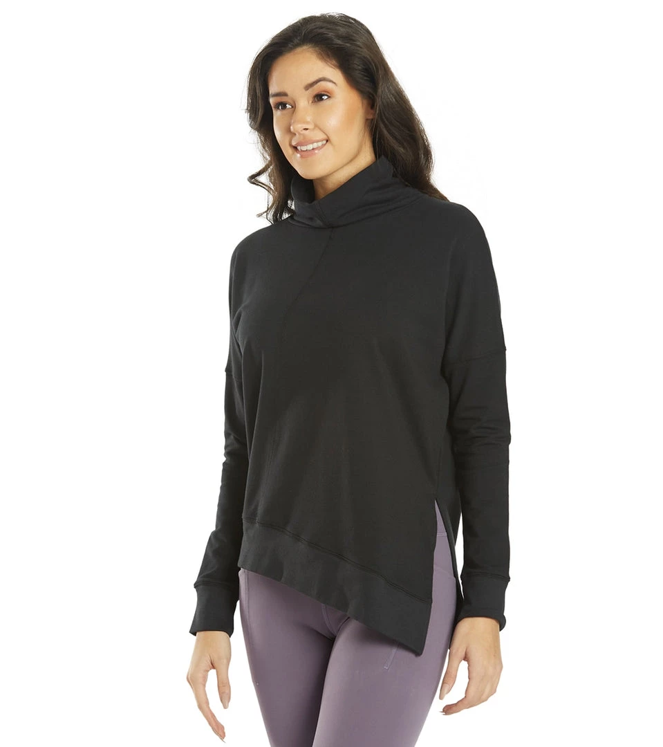 Everyday Yoga Shine Solid Roll Neck Asymmetric Sweatshirt Black 7 Everyday Yoga Shine Solid Roll Neck Asymmetric Sweatshirt Black