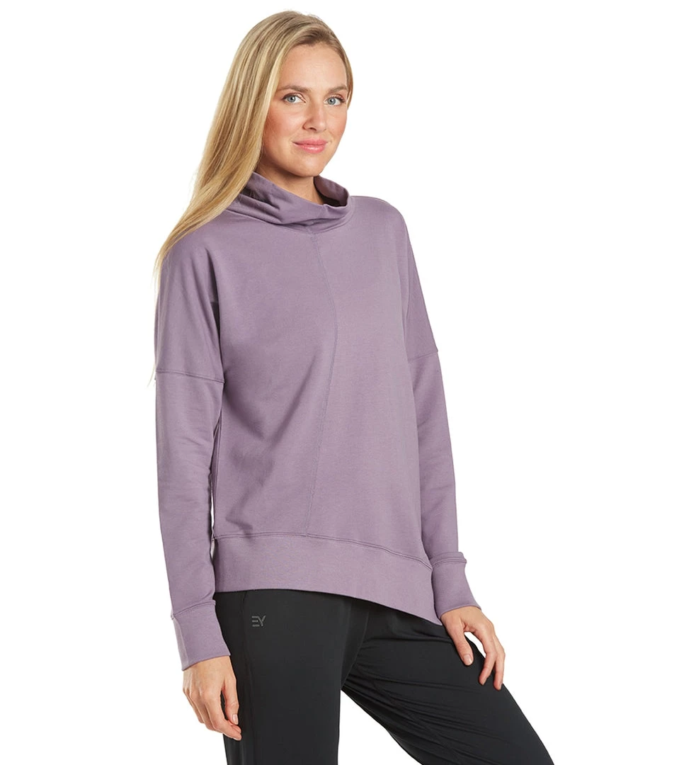 Everyday Yoga Shine Solid Roll Neck Asymmetric Sweatshirt Purple Taupe 4 Everyday Yoga Shine Solid Roll Neck Asymmetric Sweatshirt Purple Taupe