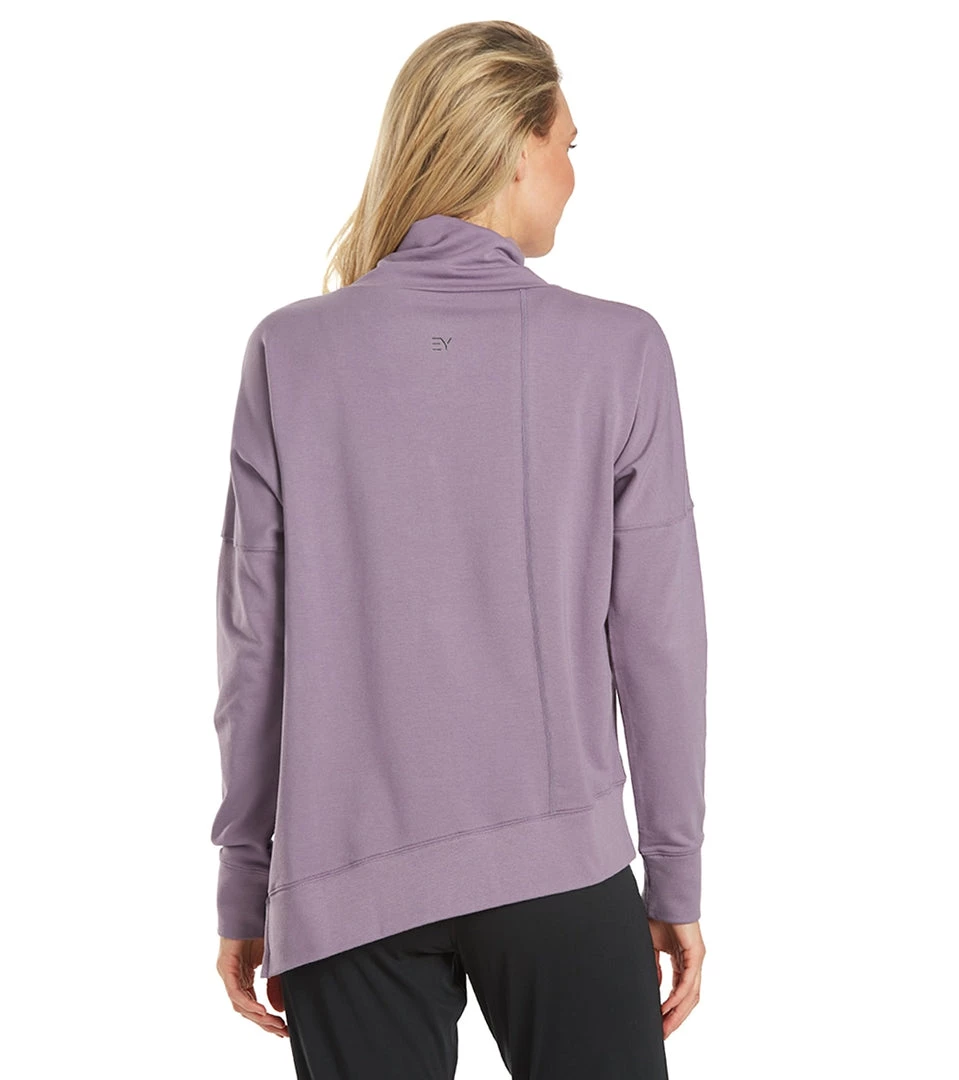 Everyday Yoga Shine Solid Roll Neck Asymmetric Sweatshirt Purple Taupe 5 Everyday Yoga Shine Solid Roll Neck Asymmetric Sweatshirt Purple Taupe