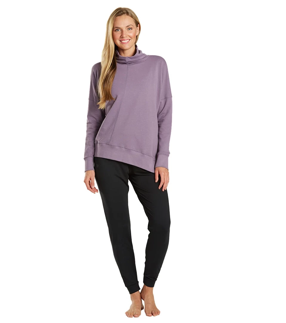 Everyday Yoga Shine Solid Roll Neck Asymmetric Sweatshirt Purple Taupe 6 Everyday Yoga Shine Solid Roll Neck Asymmetric Sweatshirt Purple Taupe