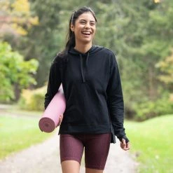 Everyday Yoga Diverse Solid Hi-Low Hooded Sweatshirt Black CLOTHING 15 Everyday Yoga Diverse Solid Hi-Low Hooded Sweatshirt Black CLOTHING