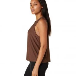 Beyond Yoga Featherweight Spacedye Balanced Muscle Yoga Tank Mahogany Brown Heather