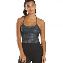 CLOTHING Beyond Yoga Spacedye Printed Slim Racerback Cropped Tank Silver Mist Striped Dye