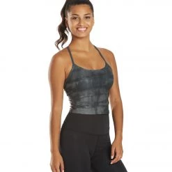 CLOTHING Beyond Yoga Spacedye Printed Slim Racerback Cropped Tank Silver Mist Striped Dye