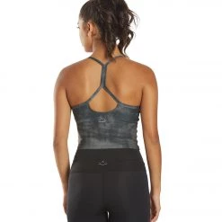 CLOTHING Beyond Yoga Spacedye Printed Slim Racerback Cropped Tank Silver Mist Striped Dye