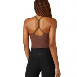 Beyond Yoga Spacedye Slim Racerback Cropped Tank Mahogany Brown Heather