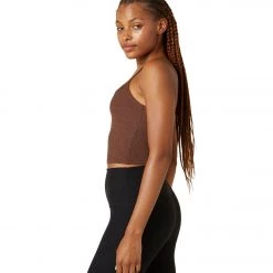 Beyond Yoga Spacedye Slim Racerback Cropped Tank Mahogany Brown Heather
