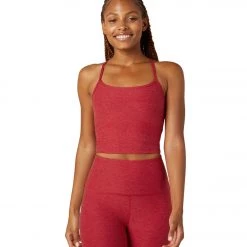 Beyond Yoga Spacedye Slim Racerback Cropped Tank Currant Red Heather NEW ARRIVALS