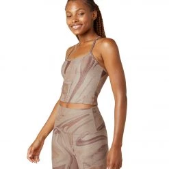 Beyond Yoga Spacedye Printed Slim Racerback Cropped Tank Chai Marble