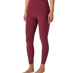 Beyond Yoga Spacedye High Waisted Caught In The Midi 7/8 Yoga Leggings Garnet Red Heather