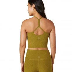 NEW ARRIVALS Beyond Yoga Spacedye Slim Racerback Cropped Tank Bronze-Gold