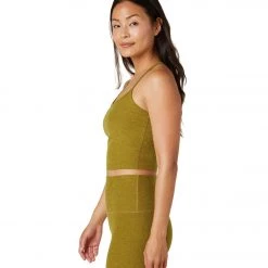 NEW ARRIVALS Beyond Yoga Spacedye Slim Racerback Cropped Tank Bronze-Gold