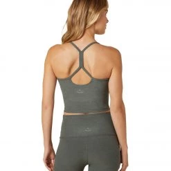 NEW ARRIVALS Beyond Yoga Spacedye Slim Racerback Cropped Tank Pewter Heather