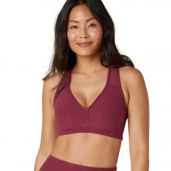 Beyond Yoga Spacedye Lift Your Spirits Yoga Sports Bra Garnet Red Heather