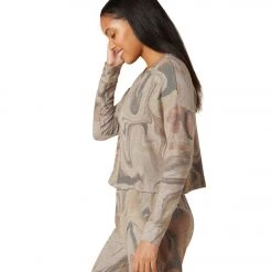 Beyond Yoga Brushed Up Cropped Pullover Natural Marble CLOTHING