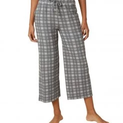 Beyond Yoga Wide Leg Easy Cropped Sweatpant Light Heather Gray Plaid CLOTHING