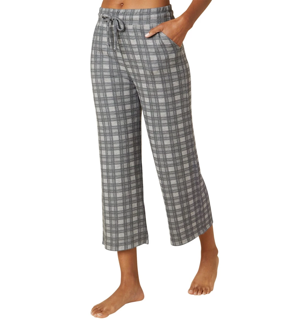Beyond Yoga Wide Leg Easy Cropped Sweatpant Light Heather Gray Plaid CLOTHING 4 Beyond Yoga Wide Leg Easy Cropped Sweatpant Light Heather Gray Plaid CLOTHING