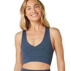 Beyond Yoga Remix Ribbed Bra Mineral Blue Heather Rib