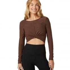 Beyond Yoga Featherweight Twist Of Fate Pullover Mahogany Brown Heather CLOTHING