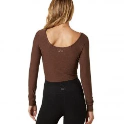 Beyond Yoga Featherweight Twist Of Fate Pullover Mahogany Brown Heather CLOTHING