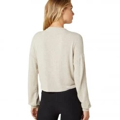Beyond Yoga Twist It Fate Cropped Pullover Oatmeal CLOTHING