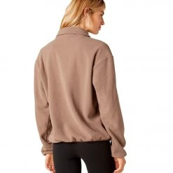 Beyond Yoga Straight Hem Quarter Zip Pullover Sepia Brown CLOTHING