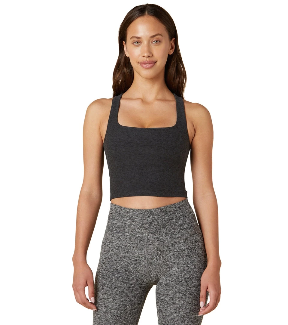 CLOTHING Beyond Yoga Square Neck Cropped Tank Darkest Night 3 CLOTHING Beyond Yoga Square Neck Cropped Tank Darkest Night