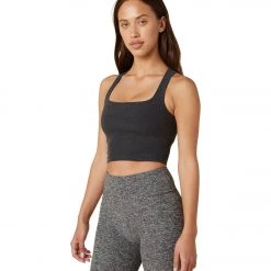CLOTHING Beyond Yoga Square Neck Cropped Tank Darkest Night