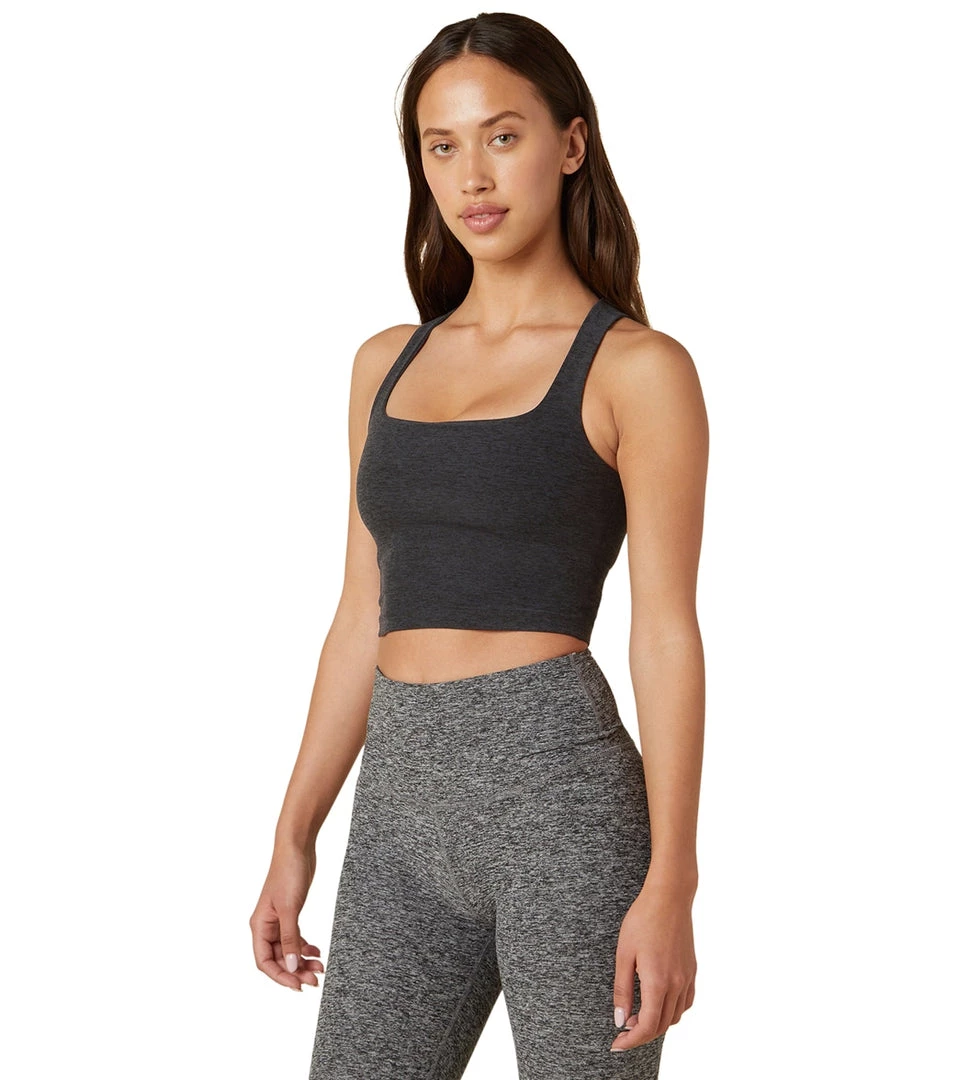CLOTHING Beyond Yoga Square Neck Cropped Tank Darkest Night 4 CLOTHING Beyond Yoga Square Neck Cropped Tank Darkest Night