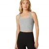Beyond Yoga Square Neck Cropped Tank Silver Mist