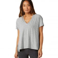 Beyond Yoga Split Up Long Tee Silver Mist