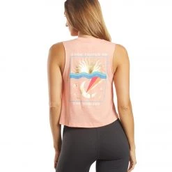 Spiritual Gangster Horizon Crop Tank Flamingo