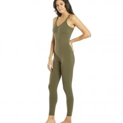 Everyday Yoga Radiant Solid Strappy Back Long Leotard 28" Dark Olive CLOTHING 13 Everyday Yoga Radiant Solid Strappy Back Long Leotard 28