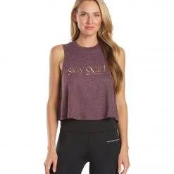 CLOTHING Spiritual Gangster Stay Gold Crop Tank Blackberry