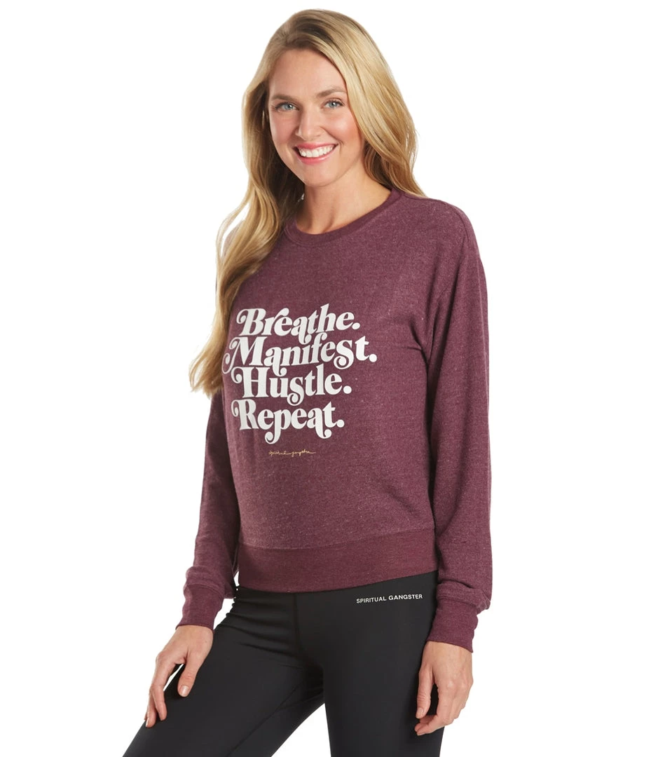 Spiritual Gangster Hustle Crew Neck Savasana Pullover Blackberry CLOTHING 7 Spiritual Gangster Hustle Crew Neck Savasana Pullover Blackberry CLOTHING