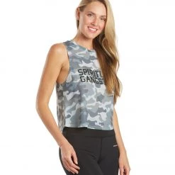 CLOTHING Spiritual Gangster Active Crop Tank Camo Print