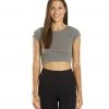 Free People Cap Sleeve Seamless Crop Charcoal